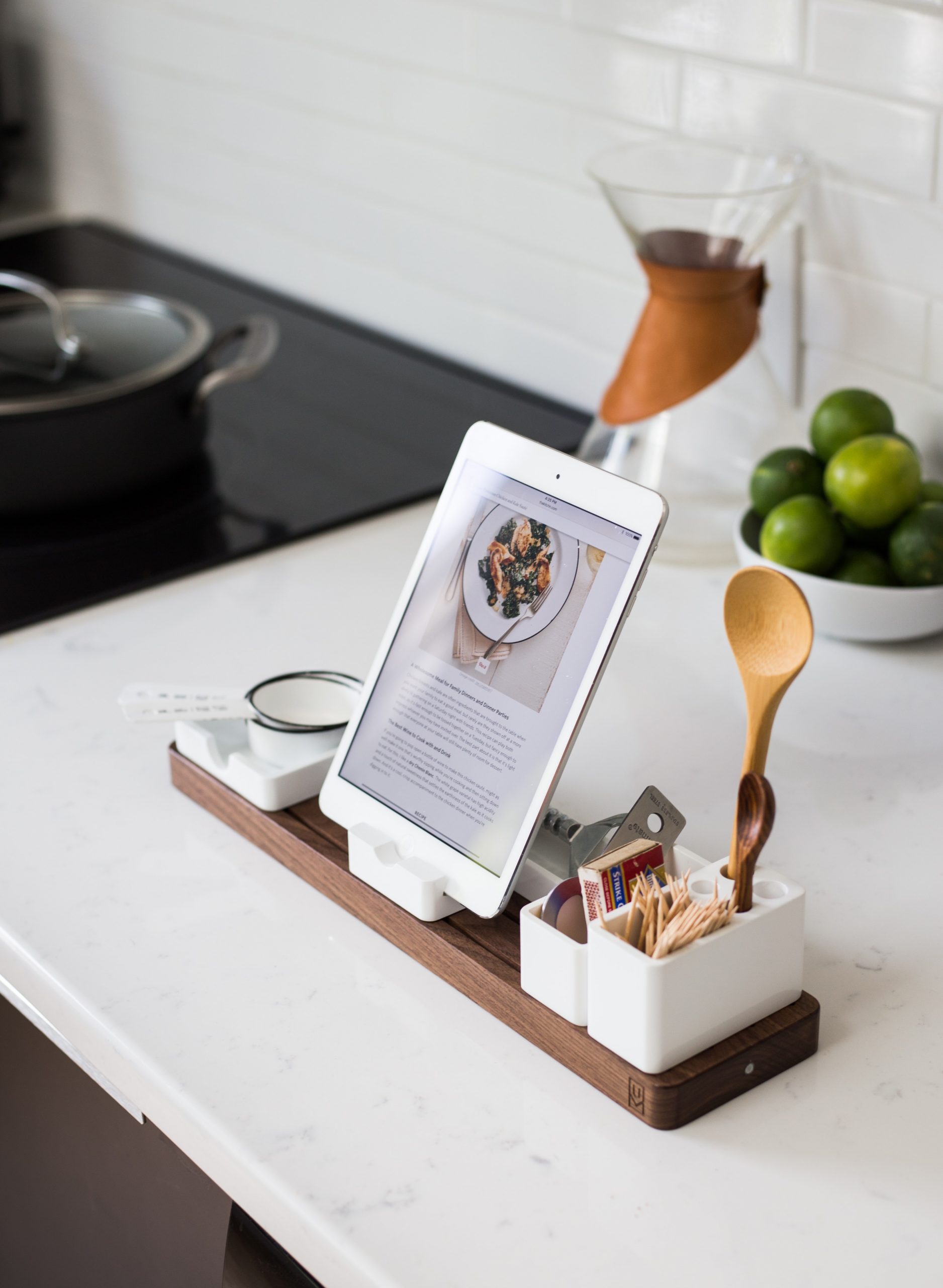 Recipe displayed on a tablet