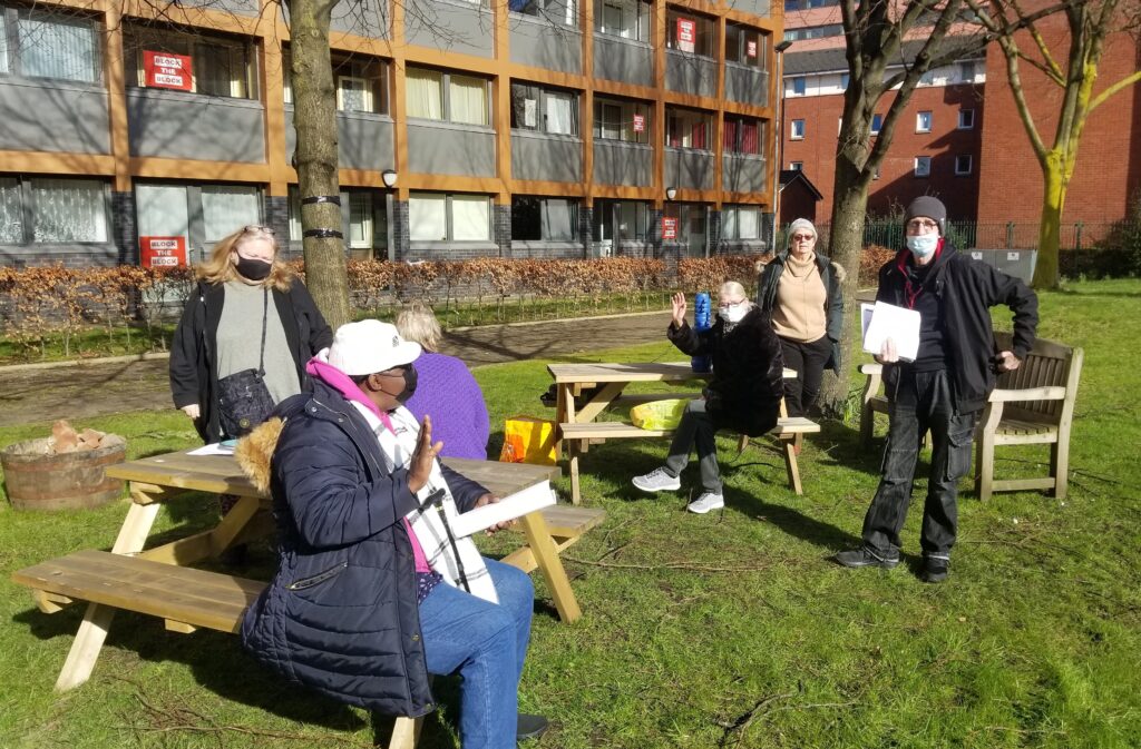 Tenant leaders at Hopton Court - the survey team and Block the Block campaigners.
